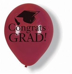 Burgundy Congrats Grad Latex Balloons