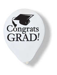 White Congrats Grad Latex Balloons