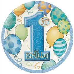 Blue 1st Birthday Dessert Plates (8/pkg)