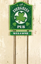 Evergreen Pub Wooden Bar Sign
