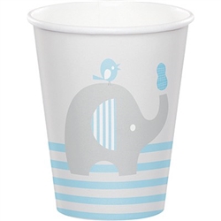 The Little Peanut Blue Hot/Cold Cups will serve refreshments to your baby shower guests in style. Holding 9 ounces of liquid, these adorable cups are printed with a little grey elephant against a color scheme of grey, blue, and white. Eight per package.