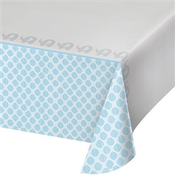The Little Peanut Blue Tablecover protects the tables of your baby shower in an adorable pattern of friendly elephants and a light blue color scheme. 54 x 102 plastic table cover fits most rectangle table. One per package. Also available in pink!