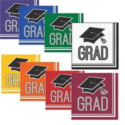 These Graduation Luncheon Napkins are available in colors. Choose the colors of your graduate's school, and you'll receive a package containing 36 2-ply paper napkins for your event.  We also have matching plates!