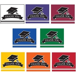 After the party is over, be sure to send your guests a Graduation Thank You Note! Choose your school color, and you'll receive 25 colorful notes and 25 color coordinated envelopes. Cards are blank inside, and printed in color front and back.