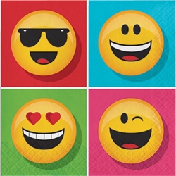 The Emojions Luncheon Napkins are a fun way to clean up messes. These 2-ply paper napkins feature four colorful Emojions printed on them. Sixteen napkins per package. Coordinating plates and cups available as well.