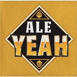 The Ale Yeah Beverage Napkins will protect your tables from water marks. Each 2-ply paper napkin is printed with the phrase Ale Yeah. Perfect for beer tastings, Oktobefest, or backyard barbecues. 16 beverage napkins per package.
