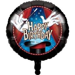 The Magic Party Metallic Balloon will delight your favorite little magician at their next birthday party. Balloon is printed with a magician's gloved hands saving a magic wand over their magic hat. Balloon ships flat; expands to 18 inches when inflated.