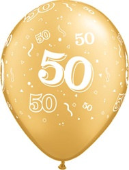 Gold 50th Anniversary Latex Balloon (5/pkg)
