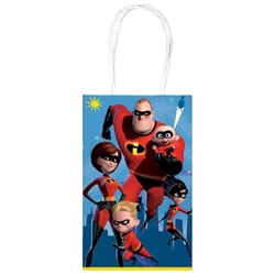 The Incredibles Kraft Bags are made of cardstock and measure 8 1/4 inches tall and 5 1/4 inches wide. They're printed with the heroic family. Contains 10 bags per package.
