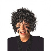 Black Pom Pom Tinsel Wig
