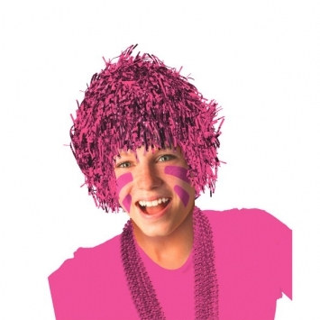 Pink Pom Pom Tinsel Wig