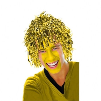 Gold Pom Pom Tinsel Wig