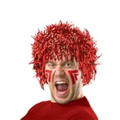 Red Pom Pom Tinsel Wig