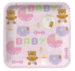 Teddy Baby Pink Dessert Plates (8/pkg)