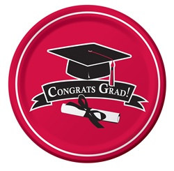 Red Congrats Grad Plates