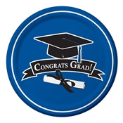 Blue Congrats Grad Plates (18/pkg)