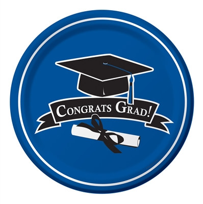 Blue Congrats Grad Plates (18/pkg)