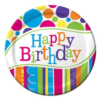 Bright and Bold Happy Birthday Lunch Plates (8/pkg)