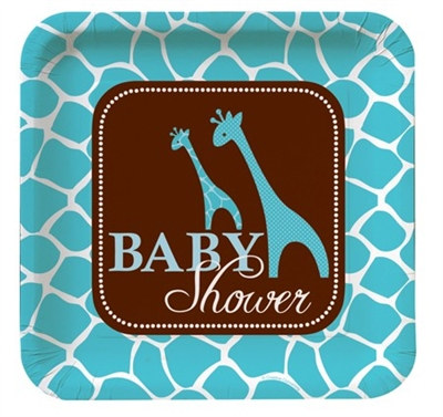 Blue Baby Safari Shower Lunch Plates (8/pkg)