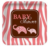 Pink Baby Safari Shower Lunch Plates (8/pkg)