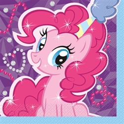 These My Little Pony Luncheon Napkins are colorfully printed with Pinkie Pie. The 2-ply paper napkins open to a generous size of 13 inches by 13 inches. Each package contains 16 napkins.