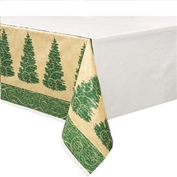 The Elegant Christmas Plastic Tablecover is a festive decoration that features a lovely shade of green with a Christmas tree on it. It's an elegant design that you and your guests are sure to love this Christmas season.