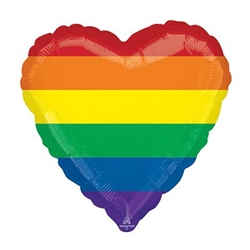 The 17" Rainbow Heart Balloon features a heart-shaped foil balloon printed on both sides with the primary rainbow colors. Perfect for any rainbow theme or pride event. Ships flat, one per package. Inflate with helium.