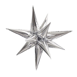 Make a statement with this Silver Jumbo 39" Star Burst Balloon. Perfect for so many occasions, the multi-pointed metallic foil star burst measures a whopping 39.3 inches when fully inflated! Assembly required - instructions included.