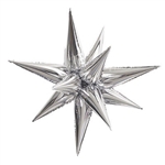 The Silver Star-Burst Balloon is a stunning silver foil balloon that will grab the attention of your event guests. This 3-dimensional multi-point star is easily filled with air and assembled to form the unique shape. Assembly instructions included.