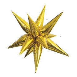 This 27.5 inch Gold Star-Burst Balloon will give your party decorations that WOW factor! Inflate this stunning multi-point star shaped balloon with air and hang. Also available in silver, and a jumbo 39-inch size in both colors. Simple assembly required.