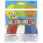 Each package of these Red, White, & Blue Balloons- Asst'd include ten helium quality balloons that inflate to 12 inches. Balloons are assorted within the package in solid colors of red, white, and blue. Show your USA pride!