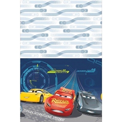 The Cars 3 Tablecover will protect your tables from spills and messes during your child's next birthday party. The plastic cover features those lovable racing characters from the Disney movie series. Rectangle cover is 54 by 96 inches. 1 per package.