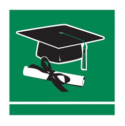 Green Congrats Grad Beverage Napkins