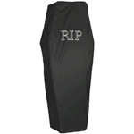 The Pop-Up Coffin is an essential decoration for any haunted house. This life sized two-piece black nylon coffin requires simple assembly and comes with it's own zippered storage carrier. Features RIP printed on the lid. One complete coffin per package.