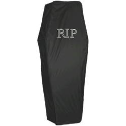 The Pop-Up Coffin is an essential decoration for any haunted house. This life sized two-piece black nylon coffin requires simple assembly and comes with it's own zippered storage carrier. Features RIP printed on the lid. One complete coffin per package.