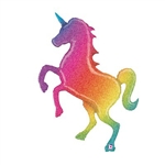 This large 54" Glitter Rainbow Unicorn Balloon is shaped like a rearing unicorn, and printed in a sparkly prismatic pattern of rainbow colors. Simply fill with helium, and add a bit of magic to wherever you choose to float it. One per pkg. Ships flat.