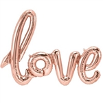 The Love Script Balloon 30" - Rose Gold measures 30 inches by 22 inches when inflated. Each package contains one (1) foil balloon, one 7 foot long ribbon, and an inflation straw. Easy self seal. No returns. Do not over inflate.