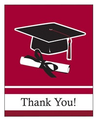 Burgundy Congrats Grad Thank You Cards