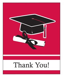 Red Congrats Grad Thank You Cards (25/pkg)
