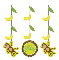 Monkey Hanging Cutouts (3/pkg)