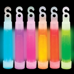 Pick your favorite color of these 4-inch glow sticks. Each glow stick comes with a separate string so you can hang them or wear them as a necklace. Simple snap the stick to activate the glow. Must order in quantities of 12.