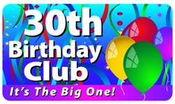 30th Birthday Club Plastic Pocket Card