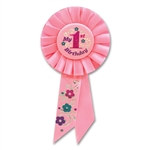Pink My 1st Birthday Rosette Ribbon