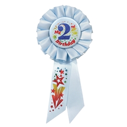 Blue My 2nd Birthday Rosette Ribbon