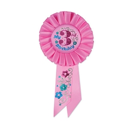 Pink My 3rd Birthday Rosette Ribbon