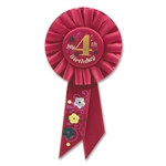 Red My 4th Birthday Rosette Ribbon