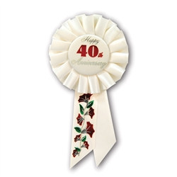 Happy 40th Anniversary Rosette Ribbon