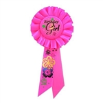 Birthday Girl Rosette Ribbon with Flowers