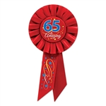 Is someone you know 65 years young? Is he/she amazing?Then let them know with this '65 & Amazing' Rosette Ribbon. The high quality ribbon is an elegant red color with some blue, silver and gold on it.