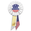 Be proud of your service in defense of our country .  Wear this classically patriotic "Armed Services" rosette with pride.
Pins measure 1.75 inches in diameter, rosette is 3 inches in diameter, ribbons are 3.5 inches long.
1 per package.